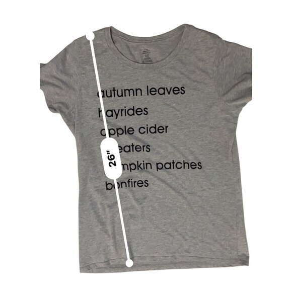 Fall autumn novelty tee top XL (16-18) short sleeve scoop neck black on gray - Picture 7 of 8